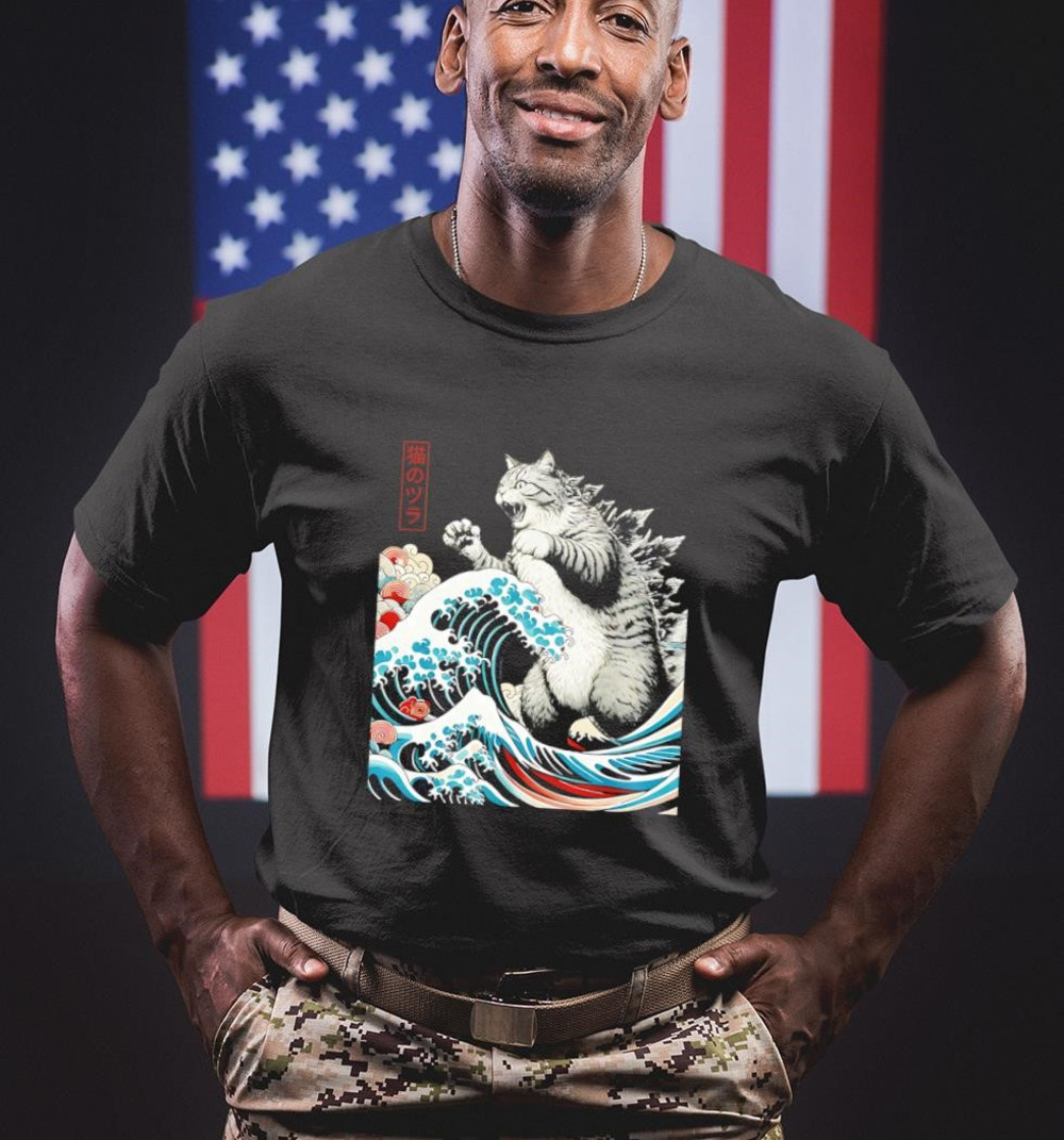 Catzilla Waves Of Ukiyo E Shirt